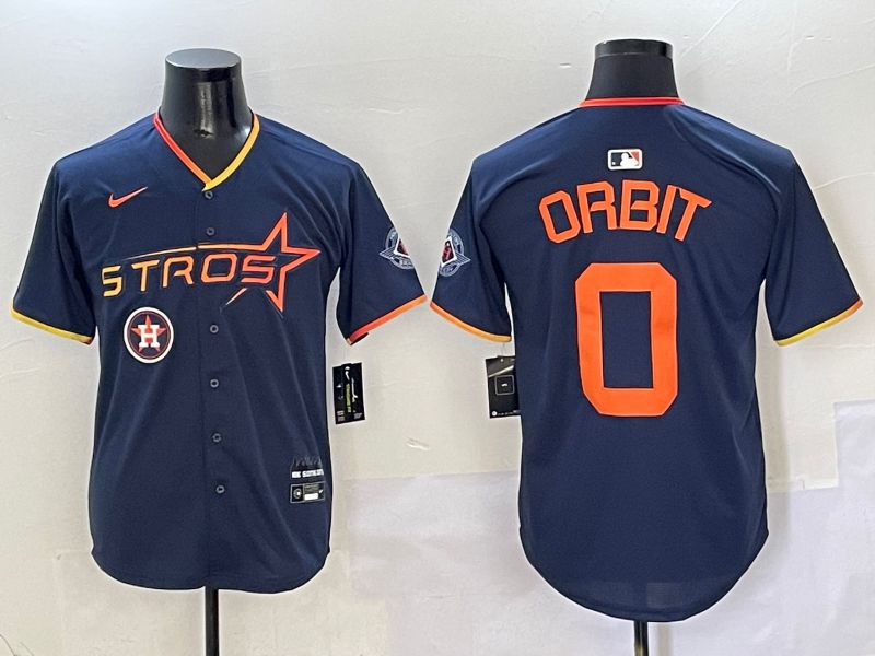 Men Houston Astros #0 Orbit Drak Blue Three generations Joint Name 2025 Nike MLB Jersey style 13